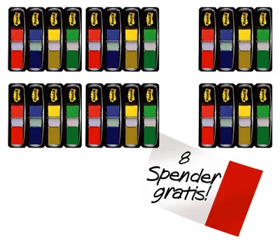 Immagine prodotto di Post-it® Index 683-4+2 strisce adesive Index Mini - 11,9 x 43,2 mm, assortite, 16+8 dispenser con 35 strisce ciascuno