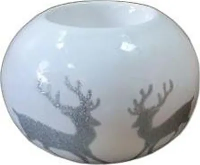 Zdjęcie produktu dla świecznik ceramiczny 4szt. KULA RENIFER  10x9cm | RC1838-31