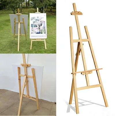 Zdjęcie produktu dla Stojak malarski z drewna – regulowany statyw do malowania i rysowania – 150 cm – przenośny – dla dzieci i dorosłych – do użytku w atelier, na zewnątrz i na wystawach