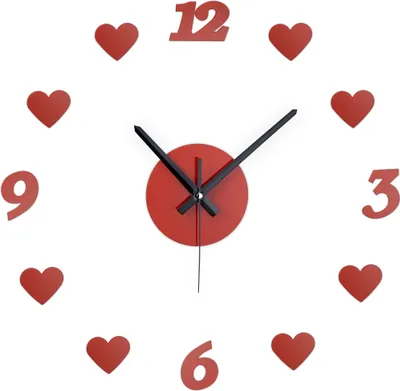 Immagine prodotto di Orologio da parete fai da te Relaxdays, orologio da salotto con cuori e numeri, Ø 50-100 cm, orologio adesivo da parete, orologio 3D da parete, rosso