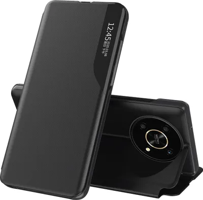 Image de Etui pour Honor X9, étui en cuirPolyuréthaneavec fenêtre et fonction stand noir