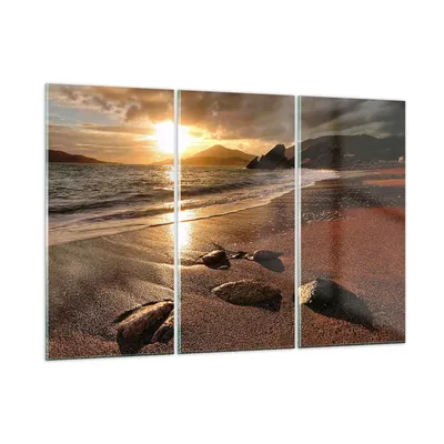 Produktbild von Bilder auf glas - Strand Wolken Abend Küste - 105x70cm - Glasbilder - Wandbilder - Kunstdruck - zum Aufhängen bereit - Wanddekoration aus Glas - Glas Bilder - Wandbild auf Glas - GCE105x70-2527