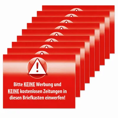 Produktbild von 10er Set Briefkasten Aufkleber Keine Werbung Zeitungen Hinweis Sticker Schilder