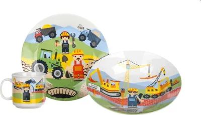Immagine prodotto di Set da pranzo per bambini THE BUILDERS 3 pezzi in Vetroceramica