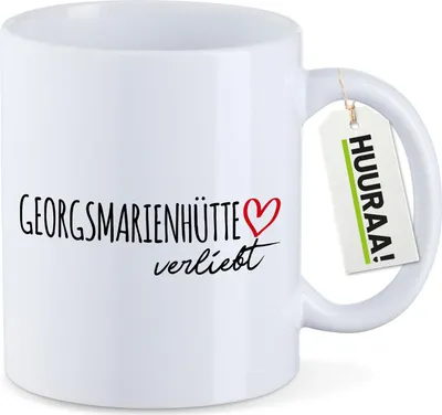 Produktbild von Huuraa Kaffeetasse Georgsmarienhütte verliebt 330ml Weiß Keramik Kaffeebecher Geschenkidee