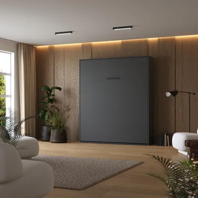 Obrázek produktu pro Skříňová postel M1 180x200 Vertikální včetně čalouněného rámu Antracit/antracit