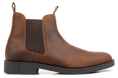 Immagine prodotto di Stivali Chelsea da uomo, marca Omnio, color marrone, in pelle scamosciata cerata