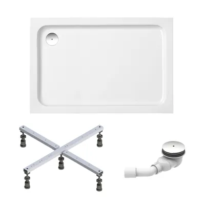 Produktbild von Schulte Duschwanne 120x80 cm, Weiß, Modell Cala - Komplettset inkl. Fußgestell und Ablaufgarnitur