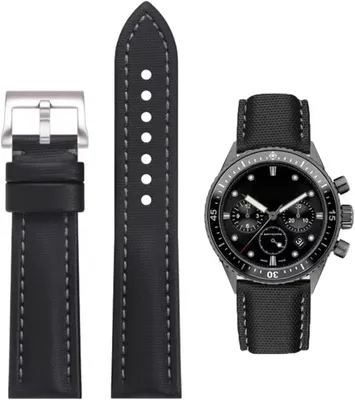 Productafbeelding van Horlogeband met carbonvezelpatroon, echt leer, 20/22/23 mm, geschikt voor duikhorloges