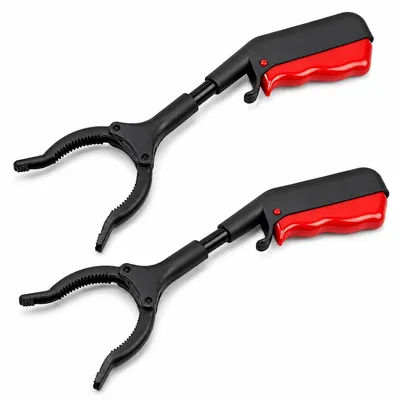 Produktbild von Greifhilfe für Senioren, 2er-Set Greifzangen 28 cm, Müllgreifer mit Metallstange und ergonomischem Griff, für Haushalt und Garten