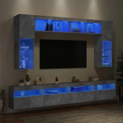 Obrázek produktu pro 8dílná obývací stěna s led osvětlením Betonová šedá