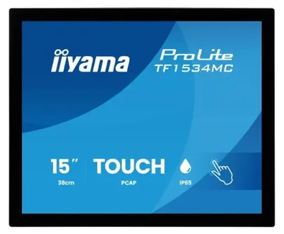 Imagen del producto de iiyama ProLite TF1534MC-B8X, pantalla de 38,1 cm (15"), resolución de 1024 x 768 píxeles, XGA, tecnología LED, tiempo de respuesta de 8 ms, color negro