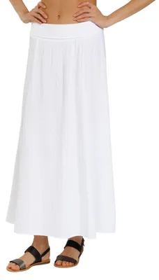Produktbild von Caspar RO036 Damen Musselin Maxi Rock aus 100% Baumwolle | Langer A-Linie Sommerrock mit elastischem Stretchbund | Leichter Baumwollrock | Italy