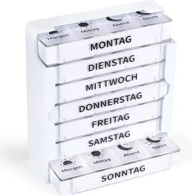 Immagine prodotto di Scatola per compresse Opret 7 giorni 4 scomparti Organizzatore senza BPA