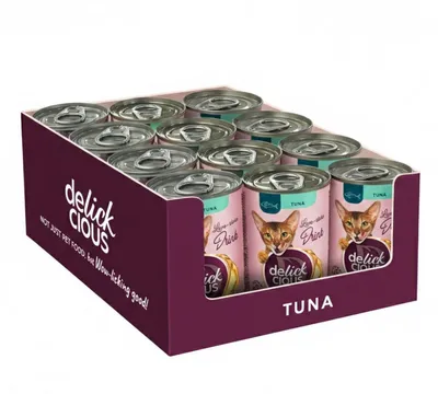 Produktbild von DELICKCIOUS Ergänzungsfuttermittel für ausgewachsene Katzen mit Thunfisch – 12 x 140 g