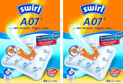 Produktbild von 8 Original SWIRL A07 Staubsaugerbeutel für AEG Gr.28, AEG 07