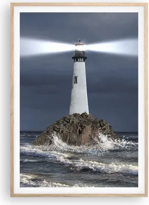 Produktbild von Gerahmtes Poster - Rahmen in heller Eiche - Leuchtturm Meer - 70x100 cm - Wand Bild - Wanddeko - Wandbilder - Wandposter - Bilderrahmen - Bilder - Kunstdruck - Wandbild - P2NPA70x100-3550