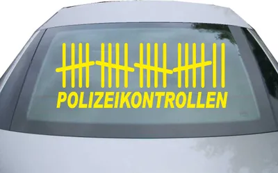 Produktbild von Indigos UG - Aufkleber Heckscheibe & Motorklappe DE2066 - gelb - 600x228 mm - Polizeikontrollen - Auto Scheiben Fenster Heckklappe Tuning Racing JDM - Die cut