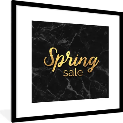 Produktbild von MuchoWow® Gerahmtes Poster Verkauf - Frühling - Gold - Marmor 40x40 cm - Poster mit Schwarzem Bilderrahmen Wandposter Rahmen Foto Bilder - Poster - Plakat im Rahmen