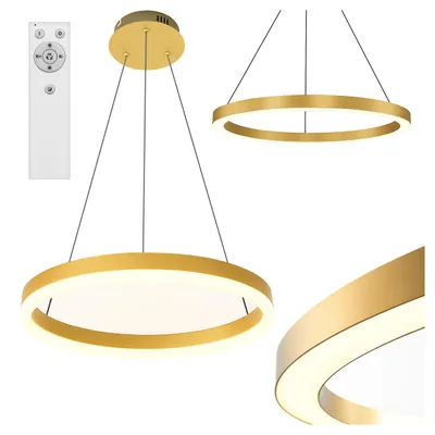 Zdjęcie produktu dla XUDO Lampa wisząca 22W złota, ściemnialna z pilotem, nowoczesna lampa wisząca do jadalni