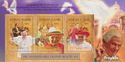 Produktbild von Briefmarken Guinea 2012 Mi 9372-9374 Kleinbogen (kompl. Ausgabe) postfrisch Papst Benedikt XVI. (85. Jahrestag)