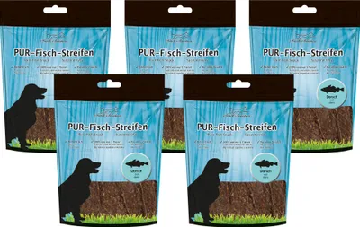 Produktbild von 5 x 100g Schecker Hundesnack - PUR Fisch Streifen Dorsch