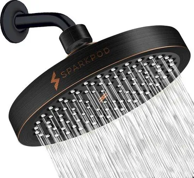Produktbild von Famanu Duschkopf Hochdruck Regen - Ölgewachstes Bronze, 15 cm rund