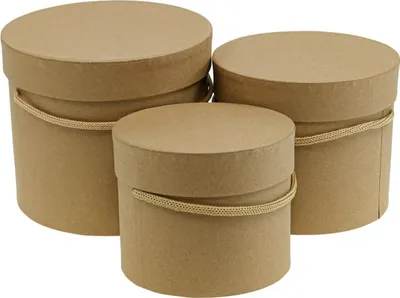 Produktbild von 3er-Set Geschenkboxen Blumenbox Beige Rund Flowerbox für Deko-Rosen Ø12,5/14,5/16,5cm mit Kordel
