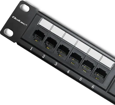 Produktbild von Qoltec 24-Port Patchpanel RACK Kat.6 UTP Schwarz