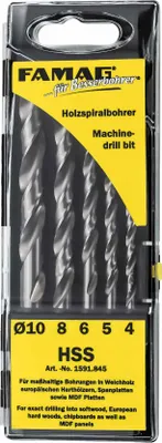 Produktbild von Famag Holzspiralbohrersatz HSS 5-tlg. D=4 bis 10mm in Kassette