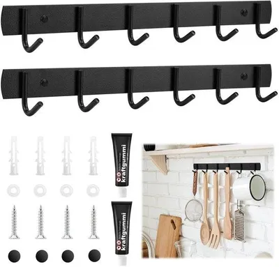 Obrázok produktu pre Nerezový vešiak na oblečenie s 6 háčikmi, 32 cm, čierny