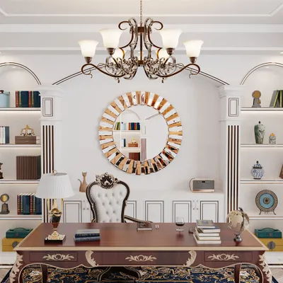 Immagine prodotto di WISFOR Specchio da parete rotondo a forma di sole 80CM specchio da parete decorazione specchio da bagno specchio per il trucco specchio da corridoio