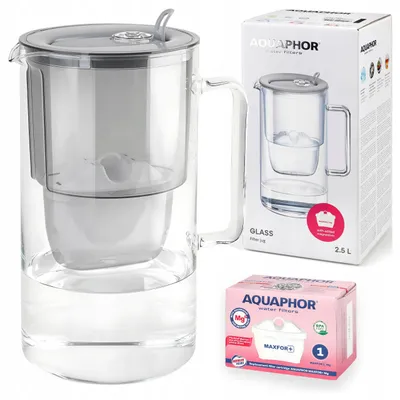 Produktbild von Aquaphor Glasfilterkanne (grau) + Maxfor Magnesiumfilter