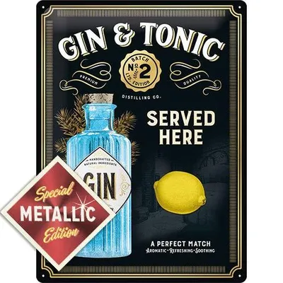 Produktbild von Nostalgic-Art - Blechschild Metallschild 30 x 40cm - Gin Tonic Served Here