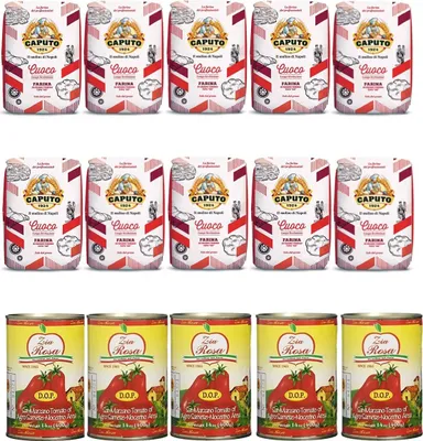 Produktbild von Testpaket Caputo Cuoco Pizzamehl Mehl (10 x 1 kg) + Zia Rosa DOP Pomodoro San Marzano Tomatenkonserven (5 x 400 g)
