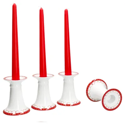 Produktbild von 4x Kerzenhalter Weihnachtstraum Höhe 10,7cm Stabkerzen-ständer Weihnachten rot