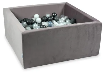 Produktbild von Bällebad 400 Stück 90x90x40 Velvet lila: perle, grau, weiß, transparent, metallic graphit