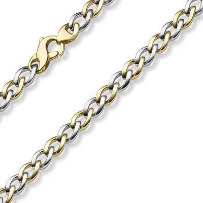 Produktbild von 7,5mm Phantasie Halskette Collier aus 585 Gold Gelbgold Weißgold bicolor 60cm