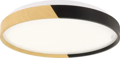 Zdjęcie produktu dla Plafon LED okrągły FARNA dąb-czarny-biały 48W Neutralna biel 3680lm tworzywo sztuczne wym:7,5x48x48cm IP44 Struhm