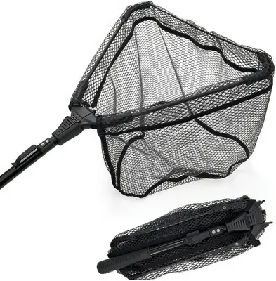 Produktbild von Visnet Intrekbaar – Aluminium-Schleppnetz – Zum Fischen – Mit Gummi-Beschichtung – 70-90 cm – Schwarz