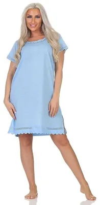 Produktbild von Damen Nachthemd Sleepshirt Nachtwäsche; Blau/L/40