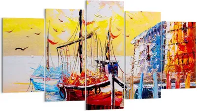 Produktbild von Bild auf Leinwand - Leinwandbild - Boot Segel Meer - 160x85cm - Wand Bild - Wanddeko - Wandbilder - Leinwanddruck - Bilder - Kunstdruck - Wanddekoration - Leinwand bilder - Wandkunst - EA160x85-3435