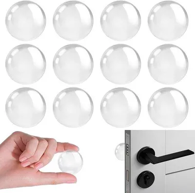 Produktbild von Famanu Türstopper 12 Stück selbstklebend - 30 mm transparente Gummi-Wandstopper