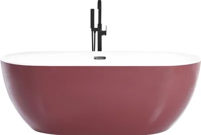 Obrázok produktu pre BELIANI Voľne stojaca vaňa červená sanitárny akrylát 170 x 80 cm oválna voľne stojaca moderný štýl