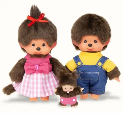 Obrázek produktu pro Rodinný set | matka, otec a dítě | 20 cm | panenka Monchhichi