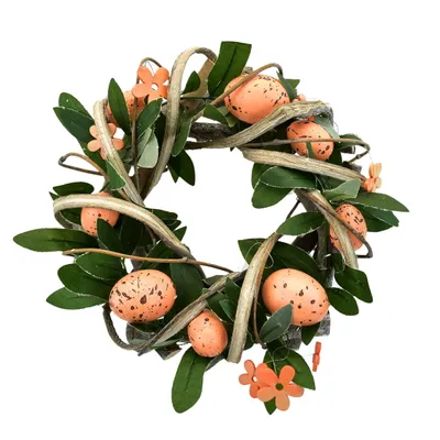 Obrázek produktu pro Ratanový věneček s dekorací, oranžový, Ø22 cm