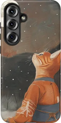 Produktbild von Katze im traditionellen Gewand unter Vollmond – Hülle Kompatibel mit Galaxy S25 Plus