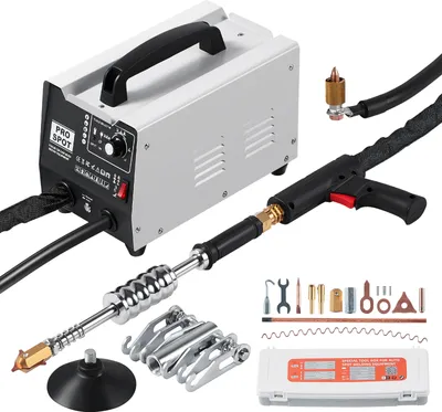 Immagine prodotto di SucceBuy kit per la riparazione delle ammaccature, estrattore di ammaccature con saldatore a punti da 1,8 kW con saldatura automatica/manuale e 7 modalità versatili, estrattore di ammaccature con saldatore a punti per carrozzeria