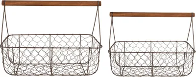 Produktbild von Clayre & Eef Aufbewahrungskorb 2er Set 36x17x12/27 cm Braun Metall