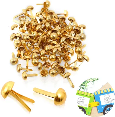 Produktbild von 100 Stück Mini Brads Musterbeutelklammern, Musterklammern Metall Papierverschlüsse Splinte Rundkopfklammern Scrapbooking Brads Musterklammern für Schule Büro Papier Briefklammern Basteln Handwerk DIY